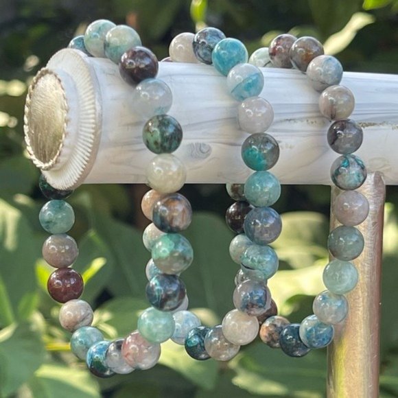 8mm Chrysocolla Stretch Bead Bracelet - Picture 2 of 7